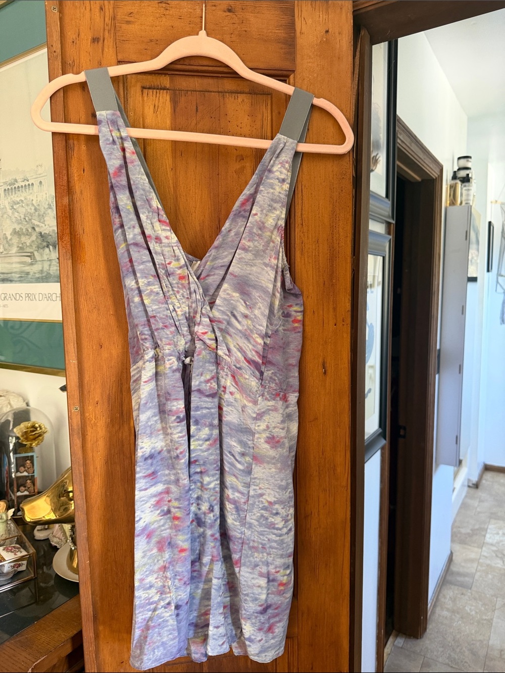 Rory Beca Lavender Multicolor Tie-Front Sleeveless Tunic